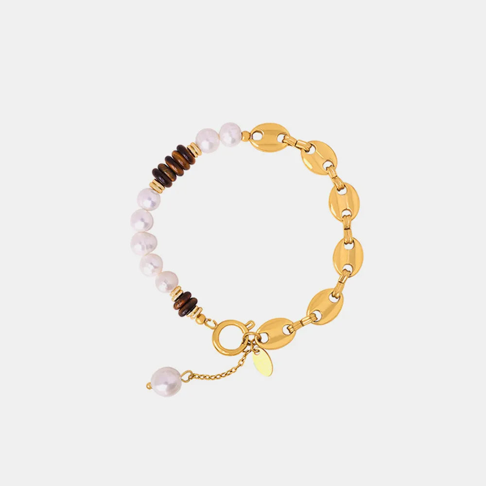 Freshwater Pearl Tiger Eye Stone Pig Nose Bracelet