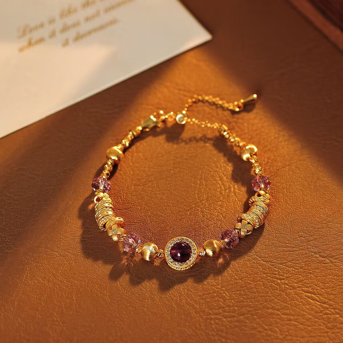 Rich Bracelet Purple Coiled Beaded Gold High-end Bracelet Light Luxury Temperament Women