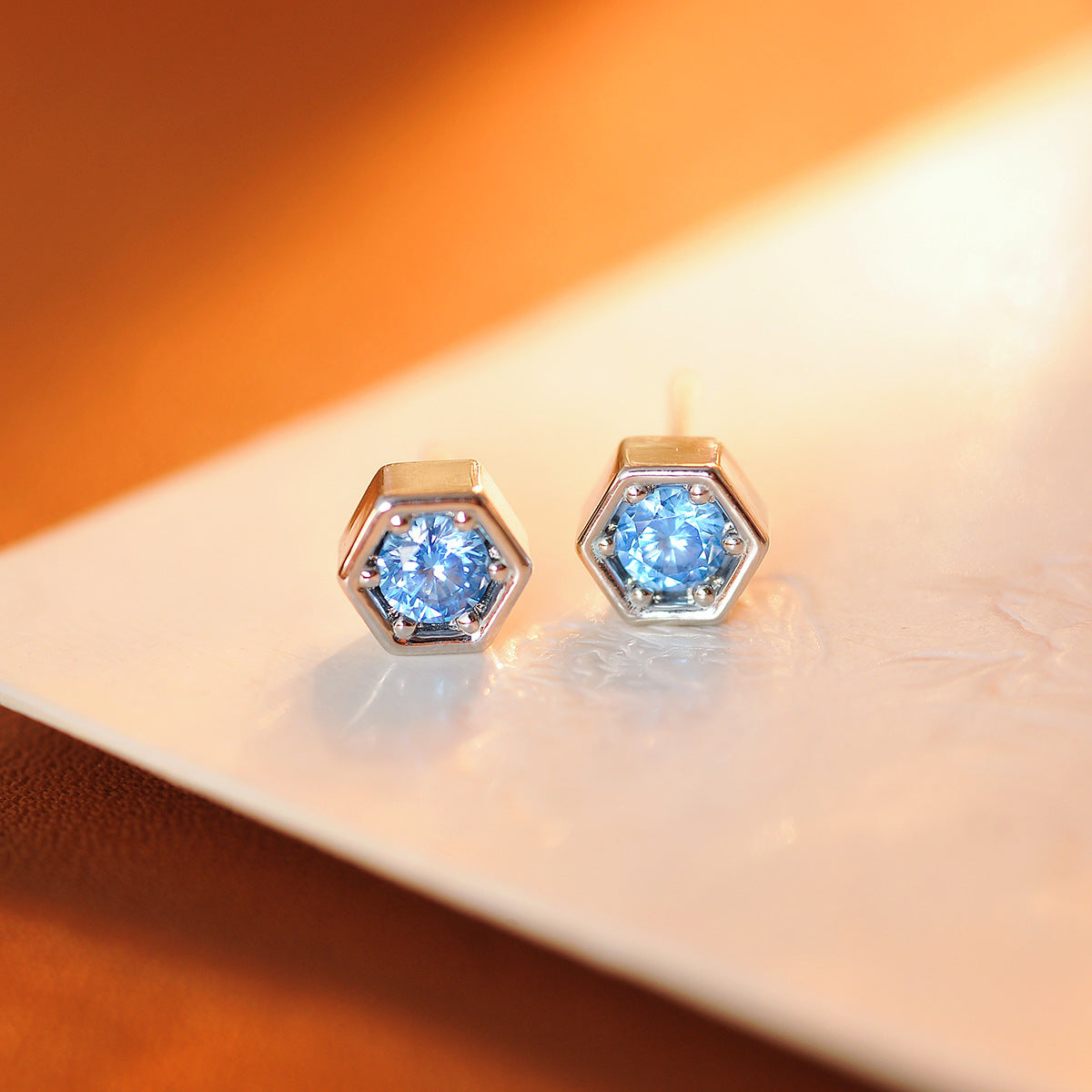 Ultra-shiny French Hexagonal Studs for Versatile Minimalist Style S925 Silver Needle Age-defying Minimalist Earrings