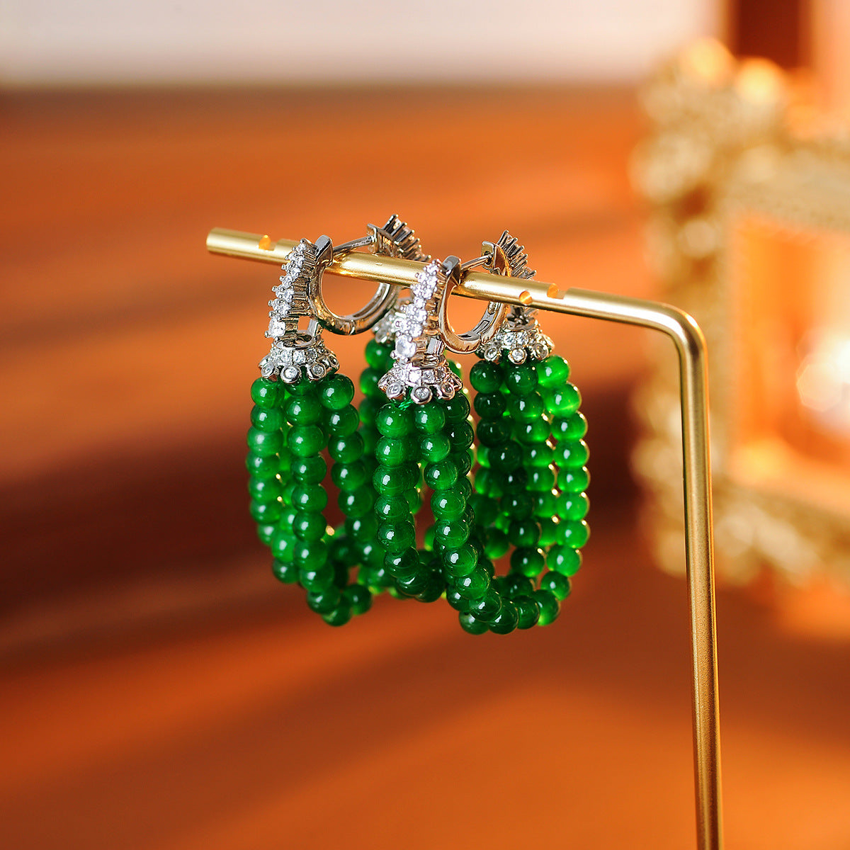 Zircon Multi-layer Beaded Tassel Earrings, Fresh and Sophisticated Elegant Earrings, Vintage and Exquisite Earrings