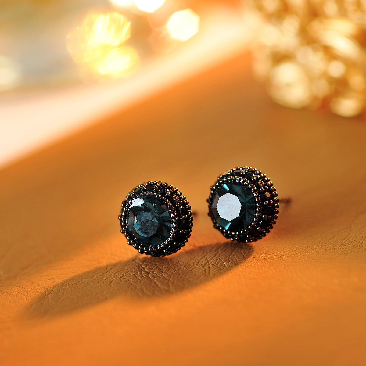 925 Sterling Silver Needle Stud Earrings Exquisite and Petite Vintage Elegant Ink Blue Small Stud Earrings for Women