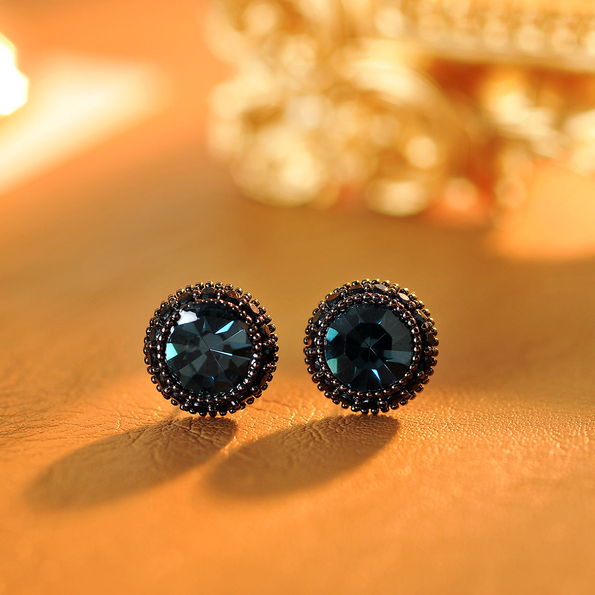 925 Sterling Silver Needle Stud Earrings Exquisite and Petite Vintage Elegant Ink Blue Small Stud Earrings for Women