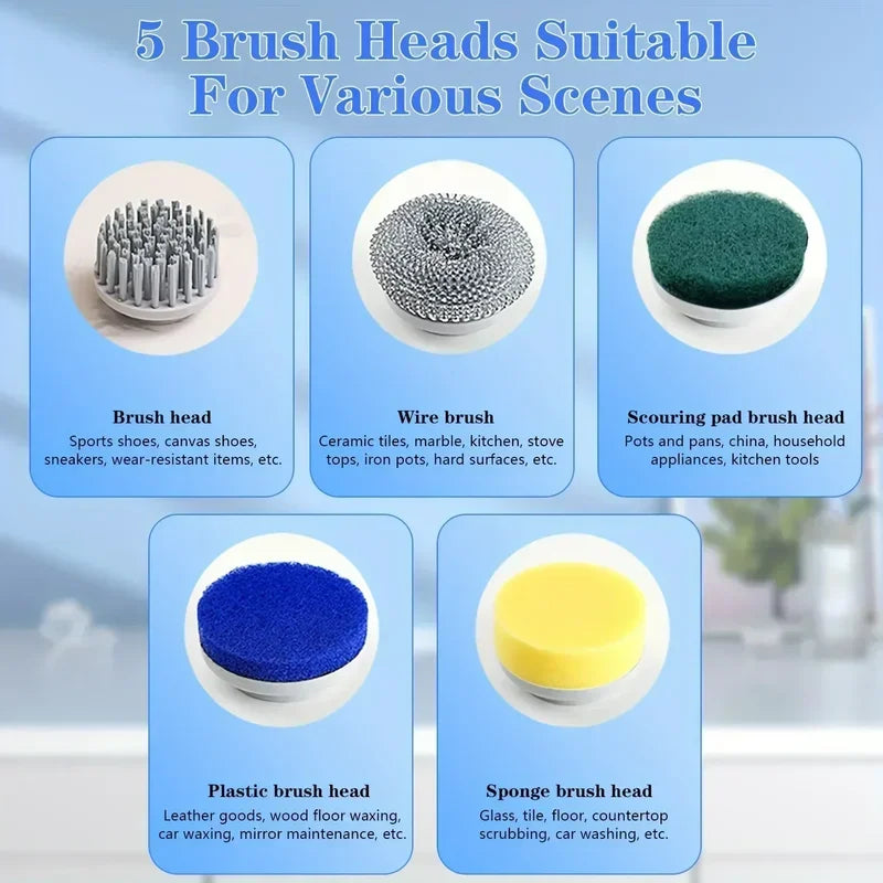 New Electric Cleaning Brush Multifunctional Kitchen Bathroom Toilet Portable Powerful Clean Brush LED Display