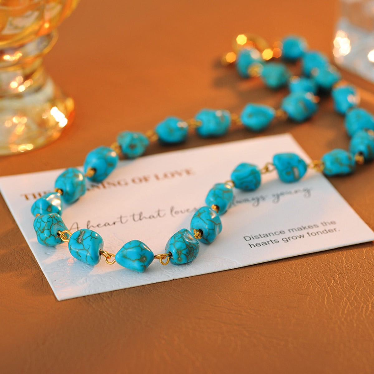 Fashionable Vintage Irregular Patterned Stone Necklace, Trendy Aquamarine Exquisite Beaded Necklace